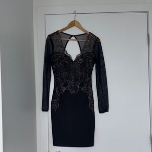 Lipsy Black Dress with Gold Detailing
